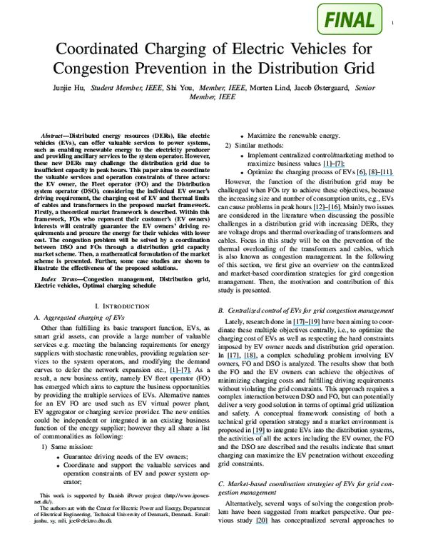 (PDF) Coordinated Charging of Electric Vehicles for Congestion ...