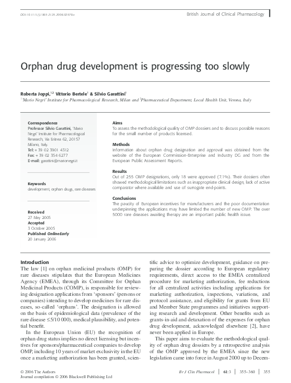 (PDF) Orphan drug development is progressing too slowly