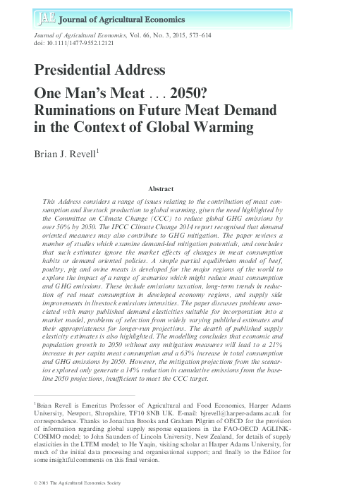 (PDF) One Man’s Meat . . . 2050? Ruminations on Future Meat Demand in ...