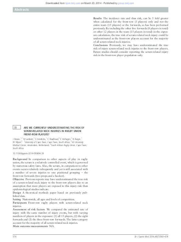 (PDF) Are we currently underestimating the risk of scrum-related neck ...