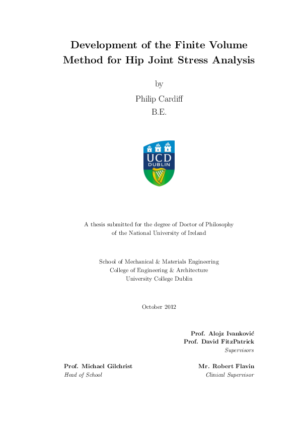 PDF) Development of the Finite Volume Method for Hip Joint