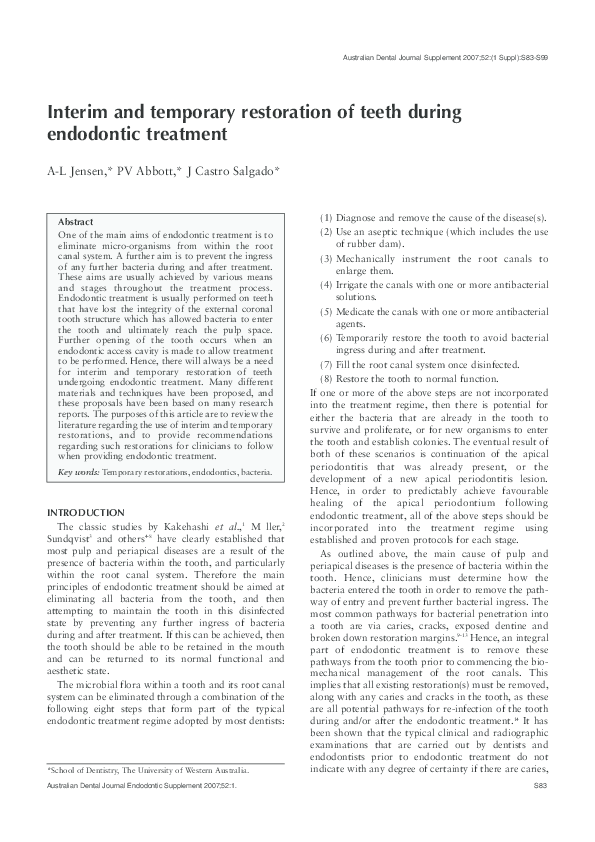 temporary restoration in operative dentistry
