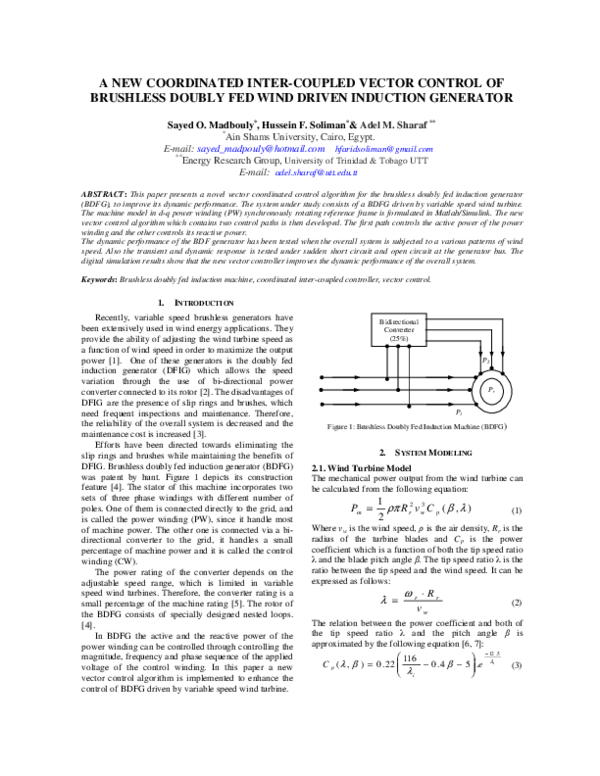 (PDF) A New Coordinated Intercoupled Vector Control Of Brushless Doubly ...
