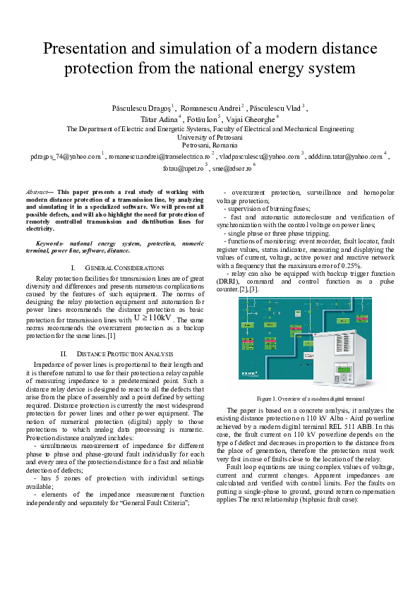 (PDF) Presentation and simulation of a modern distance protection from ...
