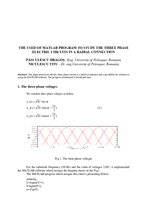 (PDF) The used of Matlab Program to study the three phase electric ...