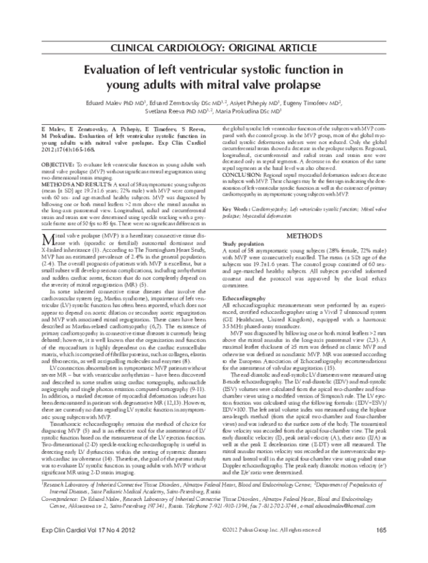 (PDF) Evaluation of left ventricular systolic function in young adults ...