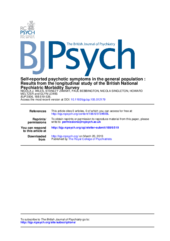 (PDF) Self-reported psychotic symptoms in the general population ...