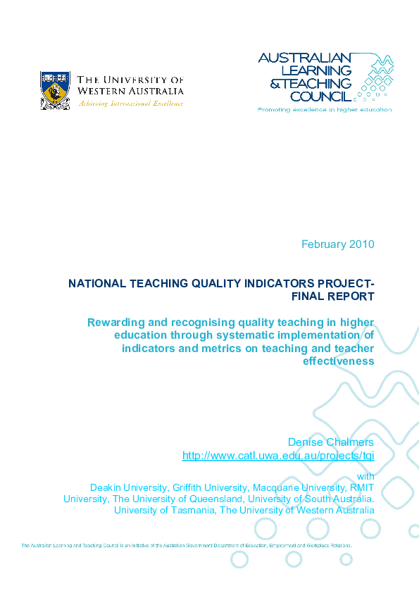 (PDF) NATIONAL TEACHING QUALITY INDICATORS PROJECTS SUMMARY OF ...