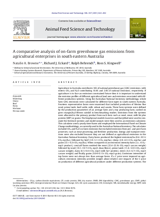 (PDF) A comparative analysis of on-farm greenhouse gas emissions from ...