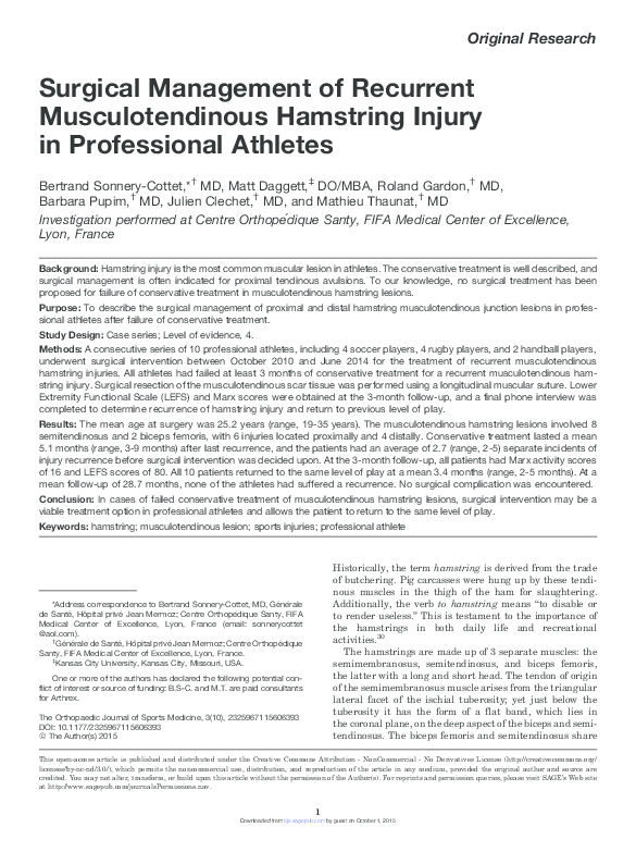 (PDF) Surgical Management of Recurrent Musculotendinous Hamstring ...