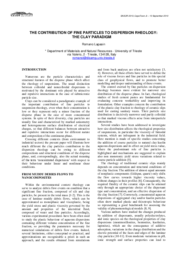 (PDF) The contribution of fine particles to rheology of suspensions ...