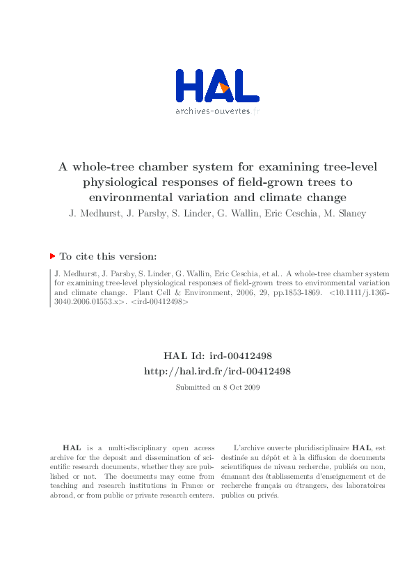 (PDF) A whole-tree chamber system for examining tree-level ...