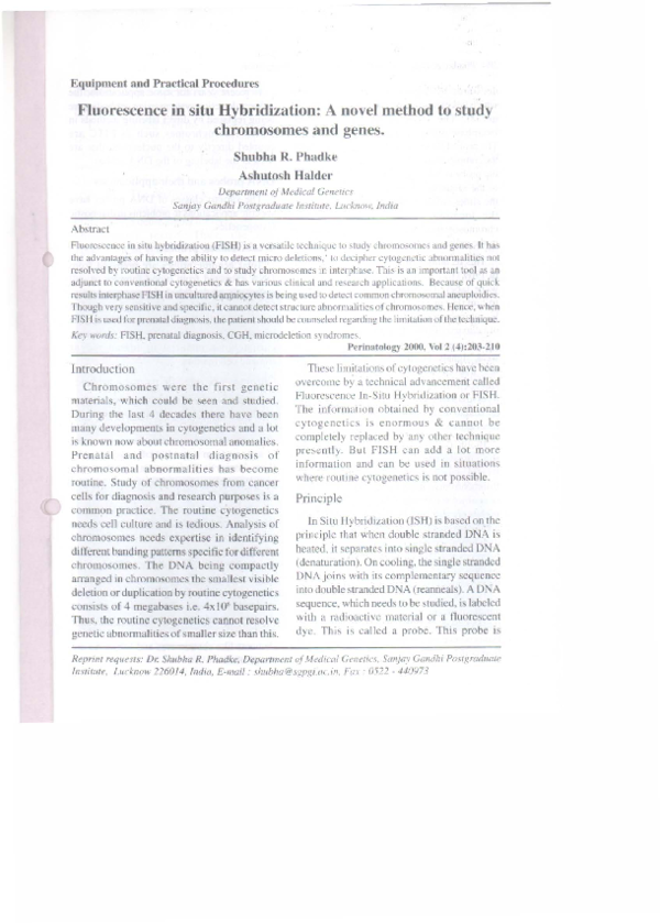 (PDF) Fluorescent in situ hybridization: A novel method to study ...