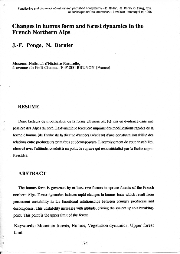 (PDF) Changes in humus form and forest dynamics in the French Northern ...