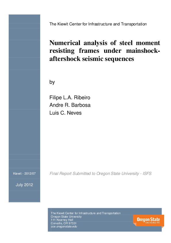 (PDF) Numerical analysis of steel moment resisting frames under ...