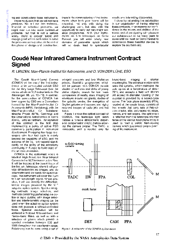 (PDF) Coudé Near Infrared Camera Instrument Contract Signed | Rainer ...