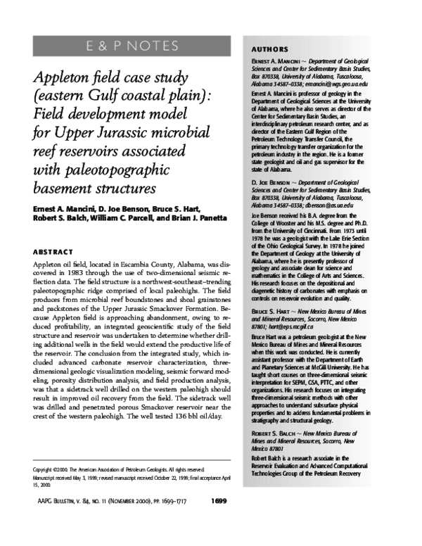 (PDF) Appleton field case study (eastern Gulf coastal plain): Field ...