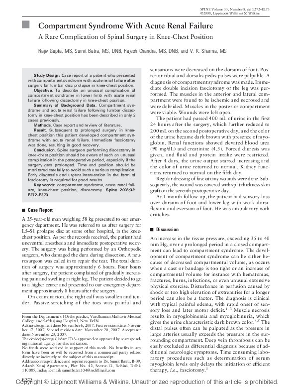 (PDF) Compartment Syndrome With Acute Renal Failure Rajesh Chandra Academia.edu