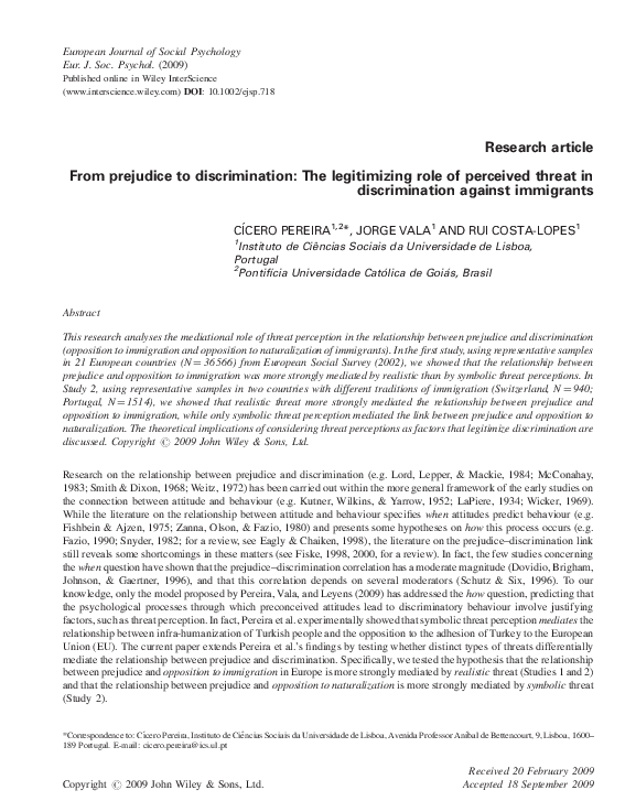 (PDF) From prejudice to discrimination: The legitimizing role of ...