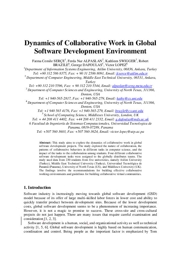 (PDF) Dynamics of collaborative work in global software development ...