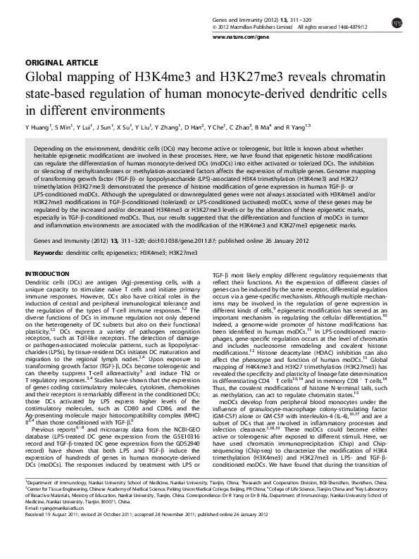 (PDF) Global mapping of H3K4me3 and H3K27me3 reveals chromatin state ...