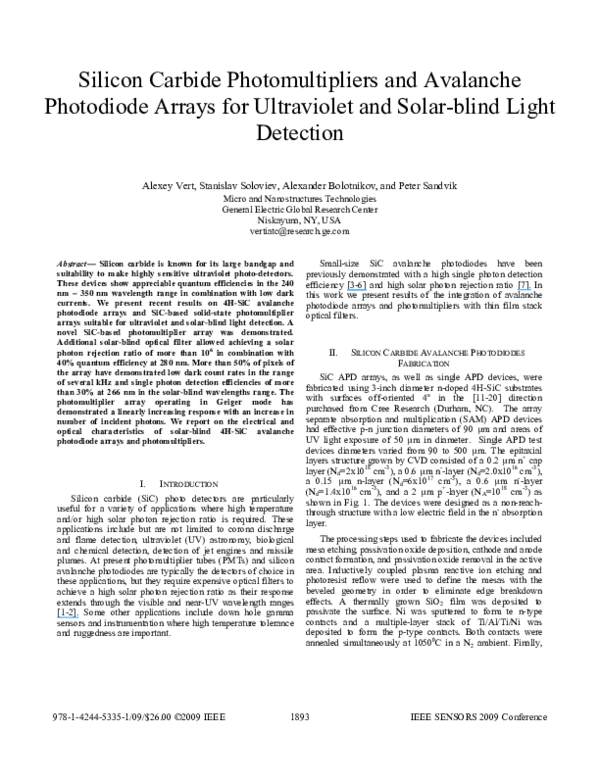(PDF) Silicon carbide photomultipliers and avalanche photodiode arrays
