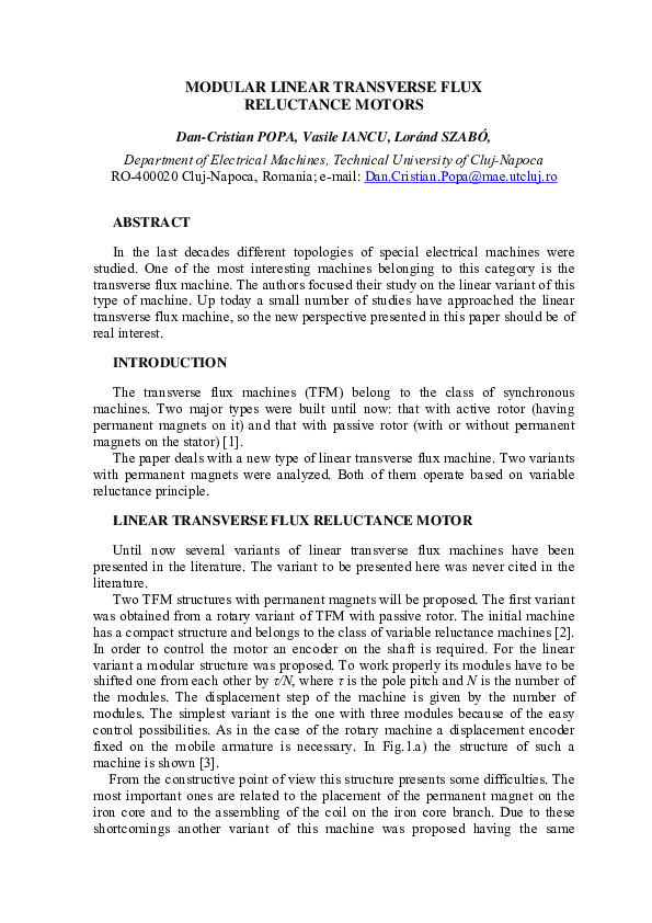 (PDF) MODULAR LINEAR TRANSVERSE FLUX RELUCTANCE MOTORS