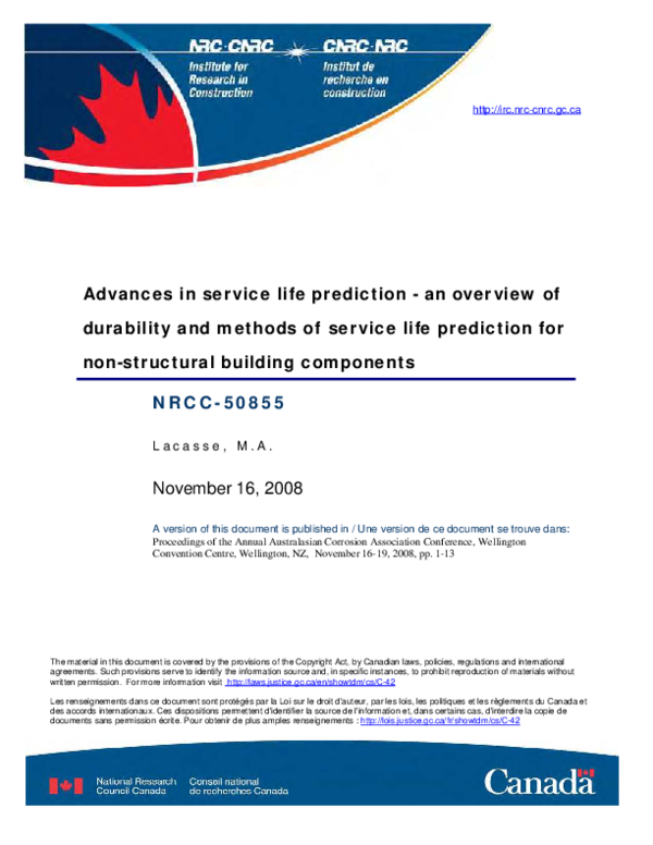(PDF) Advances in service life prediction - An overview of durability ...