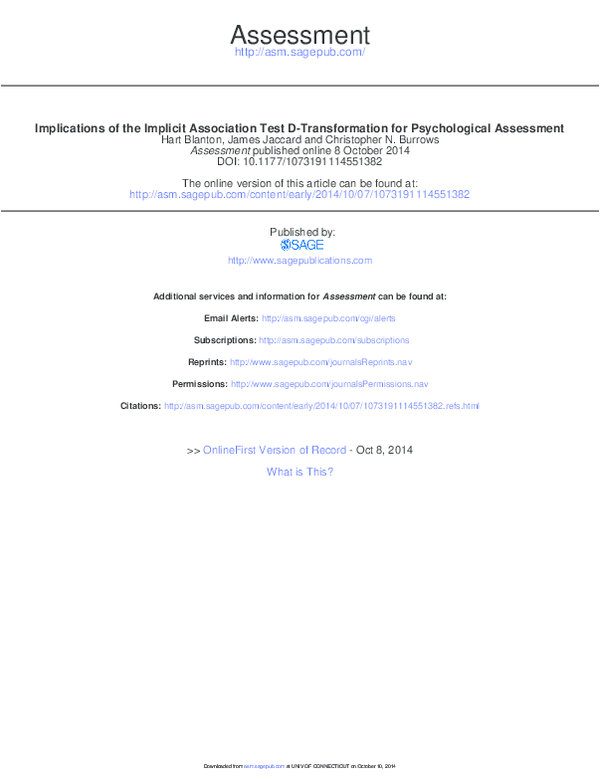 (PDF) Implications of the Implicit Association Test D-Transformation ...