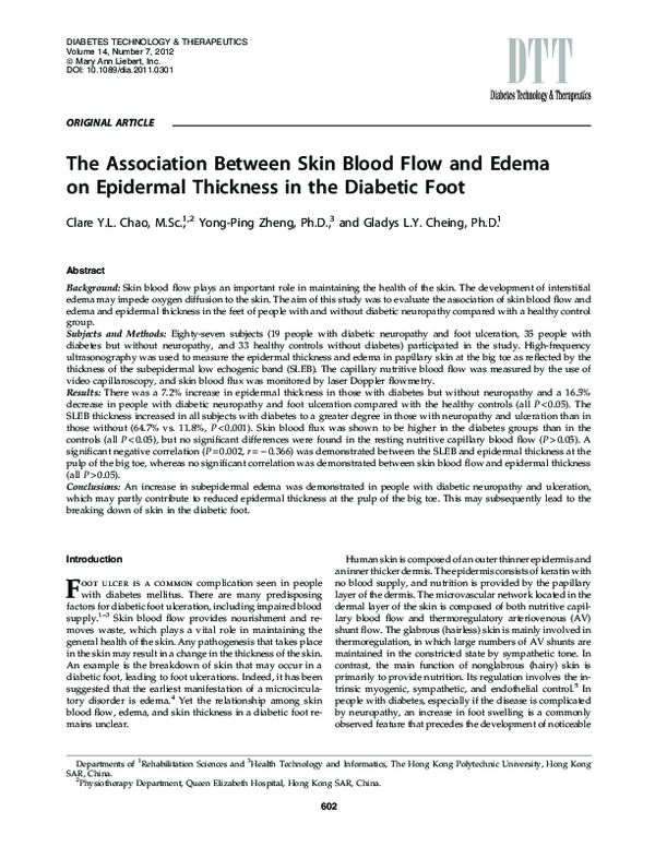 (PDF) The Association Between Skin Blood Flow and Edema on Epidermal ...