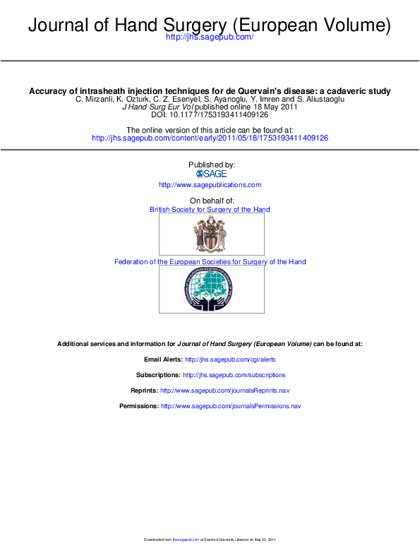 (PDF) Accuracy of intrasheath injection techniques for de Quervain's ...