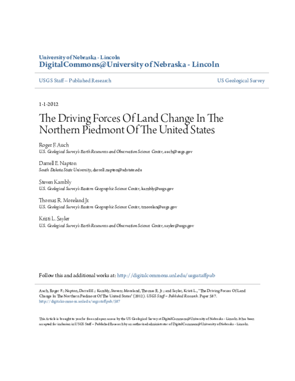 (PDF) The Driving Forces Of Land Change In TheNorthern Piedmont Of The ...