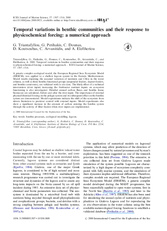 (PDF) Temporal variations in benthic communities and their response to ...