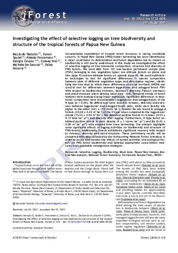 (PDF) Investigating the effect of selective logging on tree ...