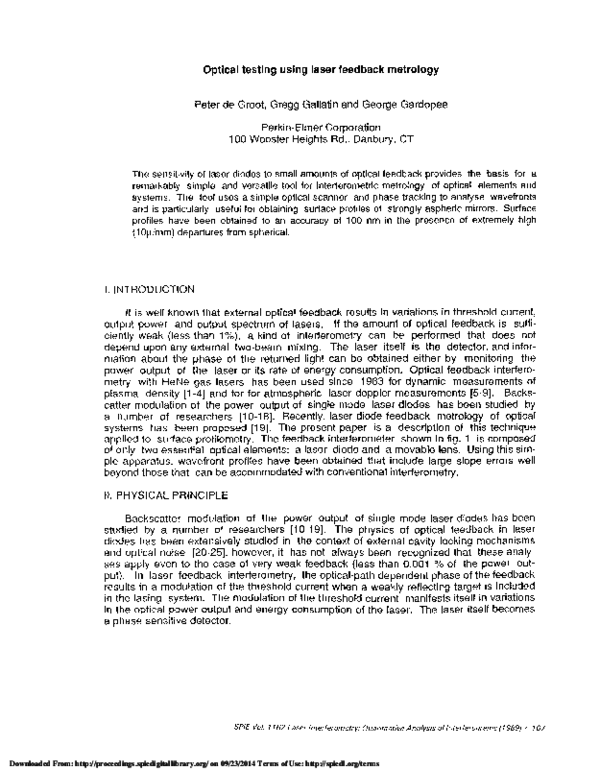 (PDF) Optical Testing Using Laser Feedback Metrology
