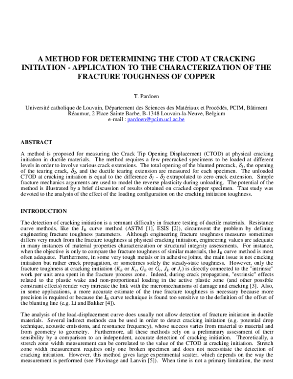 (PDF) A method for determining the CTOD at cracking initiation ...