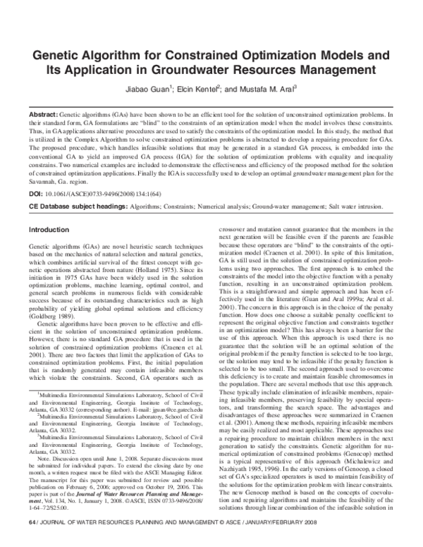 (PDF) Genetic Algorithm for Constrained Optimization Models and Its ...
