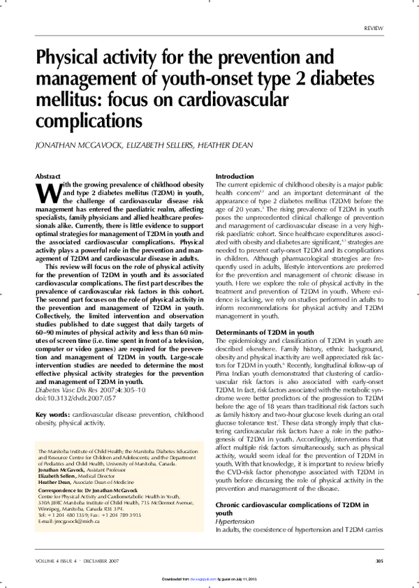 (PDF) Physical activity for the prevention and management of youth ...