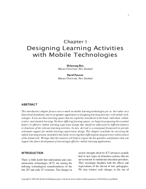 (PDF) Designing Learning Activities with Mobile Technologies