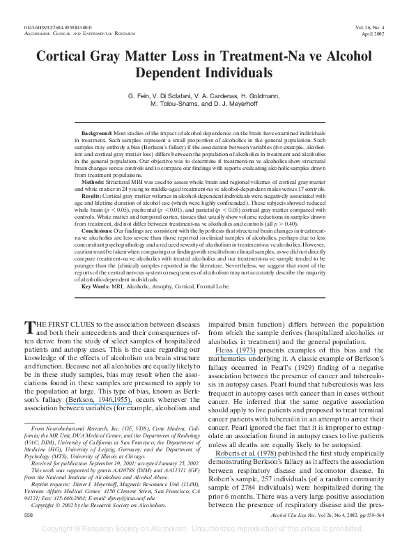(PDF) Cortical Gray Matter Loss in Treatment-Naive Alcohol Dependent ...