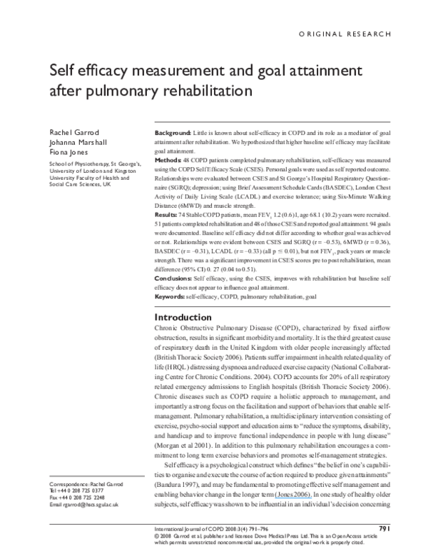 (PDF) Self efficacy measurement and goal attainment after pulmonary