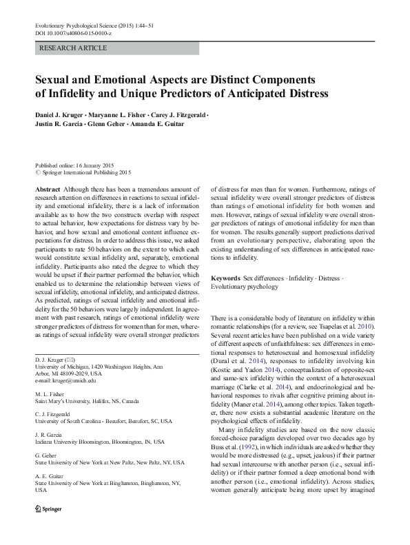 (PDF) Sexual and Emotional Aspects are Distinct Components of ...