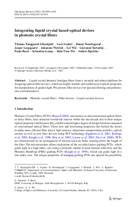 (PDF) Integrating liquid crystal based optical devices in photonic ...