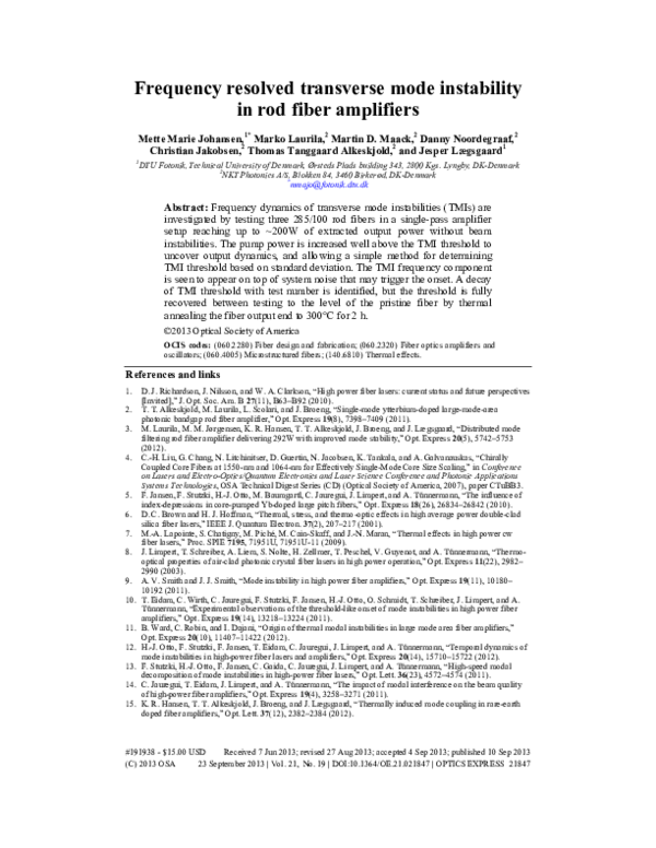 (PDF) Frequency resolved transverse mode instability in rod fiber ...