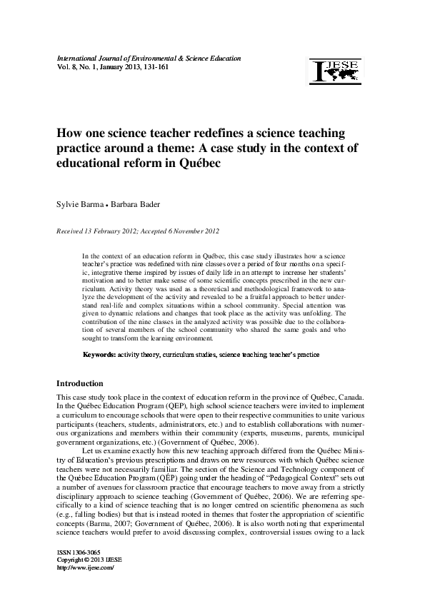 (PDF) How a Science Teacher Anchors and Innovates her Practice Around a