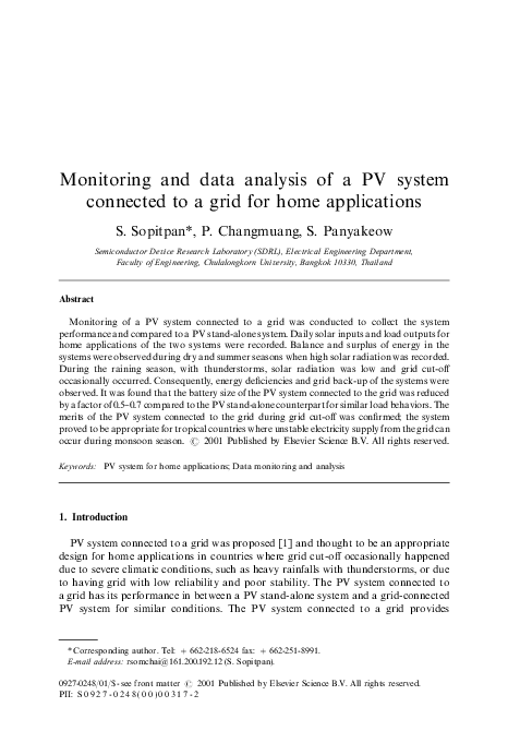 (PDF) Monitoring and data analysis of a PV system connected to a grid ...