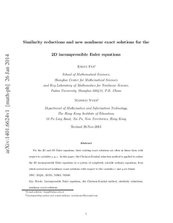(PDF) Similarity reductions and new nonlinear exact solutions for the ...