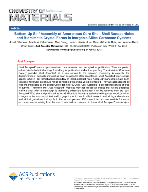 (PDF) Bottom-Up Self-Assembly of Amorphous Core–Shell–Shell ...
