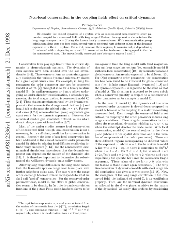 (PDF) Nonlocal conservation in the coupling field: effect on critical ...