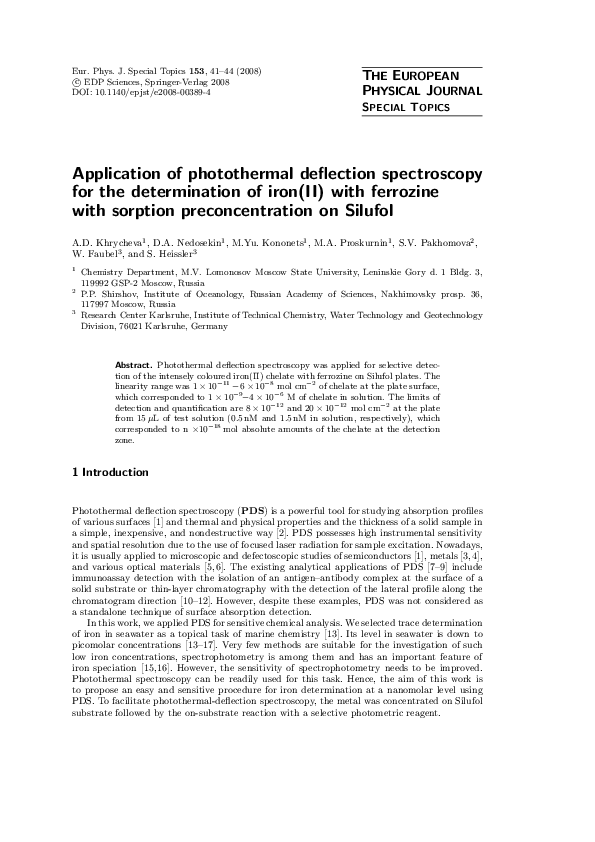 (PDF) Application of photothermal deflection spectroscopy for the ...